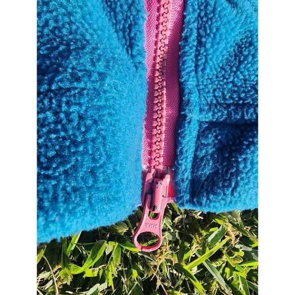 Sequel Vintage Womens Fleece Full Zip Size Small Blue Pink Jacket Sweater Pocket - Picture 3 of 7